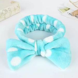 Teal Elastic Headband. Elastic Head band tie. Polkadot Head Bands.