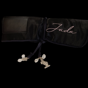 Customized name weave and bundle protector. Satin portable protector.