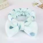 Load image into Gallery viewer, Blue and dark blue polka dot soft fleece headbands. Hair bands. 
