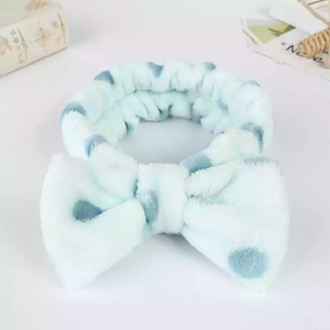 Blue and dark blue polka dot soft fleece headbands. Hair bands. 