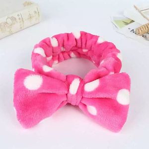 Pink Elastic Headband. Elastic Head band tie. Pink Polka dot Head Bands.